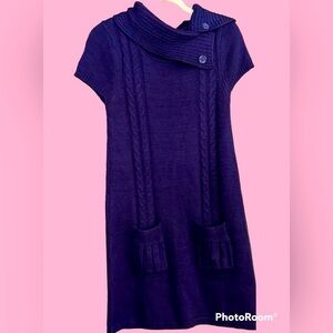 WISHES WISHES WISHES Deep Purple Sweater Dress, with Button-up collar,Medium,GUC